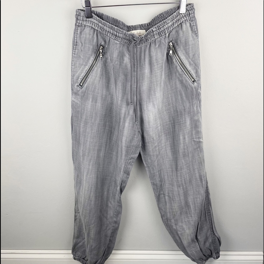 Bella Dahl Zipper Pocket Chambray Jogger Pants Size Medium